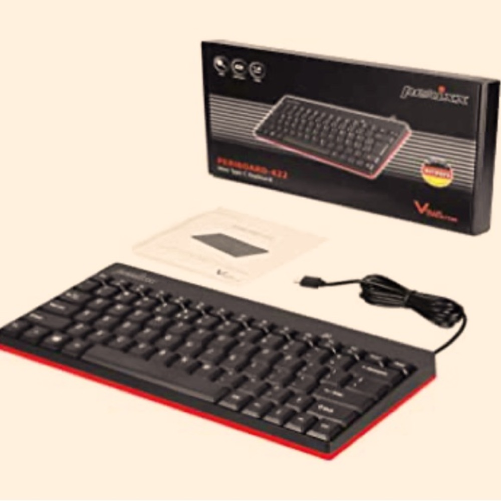 Perixx PERIBOARD-409U Wired USB Mini Keyboard, Black, US English Layout